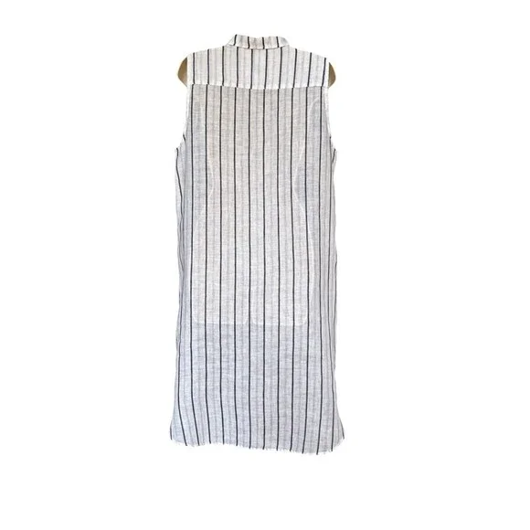 CP Shades Mara Linen Dress Size S Blue White Stripe Sleeveless Shirt Dress - Picture 10 of 12